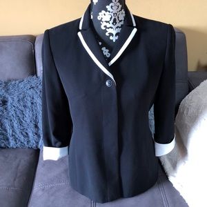 LE SUIT PETITE Black and White Blazer Jacket 4P